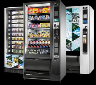 Zwei Snack- und Getränkeautomaten von Hanseatic Vending nebeneinander
